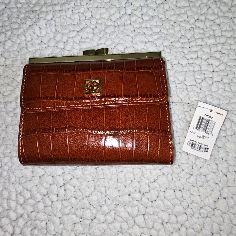 Vtg. Gini Bernini Croce Authentic BrownLeather Wallet Women's Bag